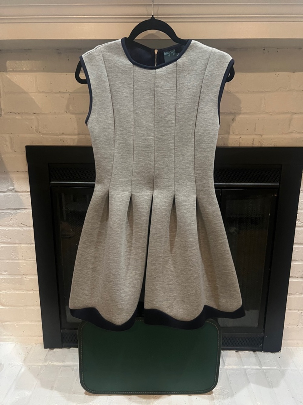 I CANT EVEN TAKE IT - LOVE LOVE - Gabby Skye Grey Mini Dress with Navy Trim